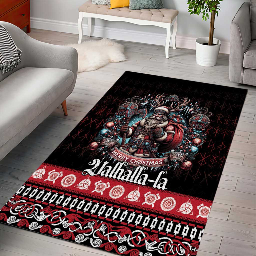 Viking Santa Christmas Area Rug Valhalla-la Nordic Xmas Spirit - Wonder Print Shop