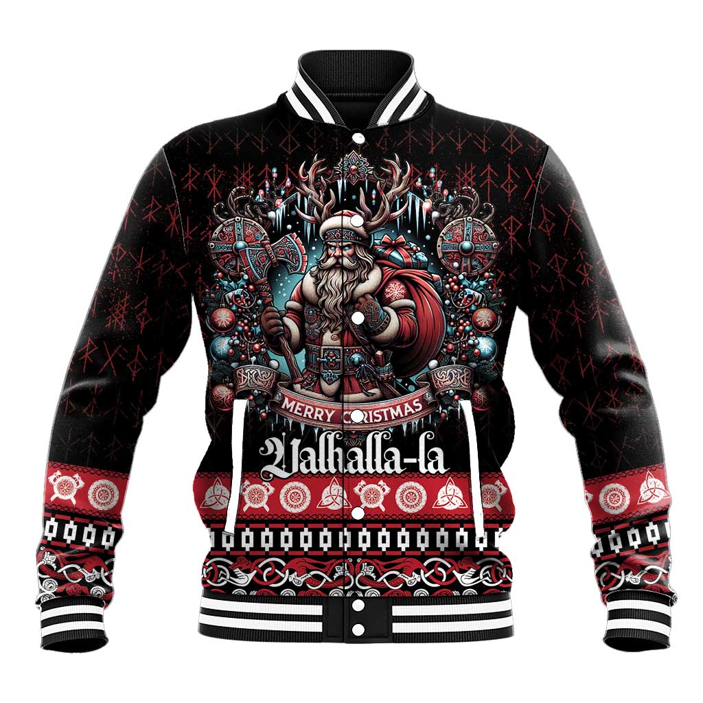 Viking Santa Christmas Baseball Jacket Valhalla-la Nordic Xmas Spirit - Wonder Print Shop