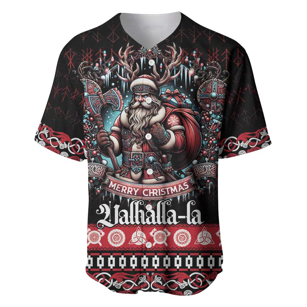 Viking Santa Christmas Baseball Jersey Valhalla-la Nordic Xmas Spirit - Wonder Print Shop