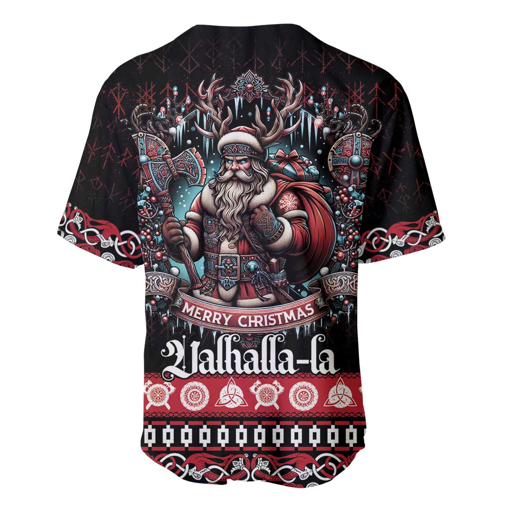 Viking Santa Christmas Baseball Jersey Valhalla-la Nordic Xmas Spirit - Wonder Print Shop