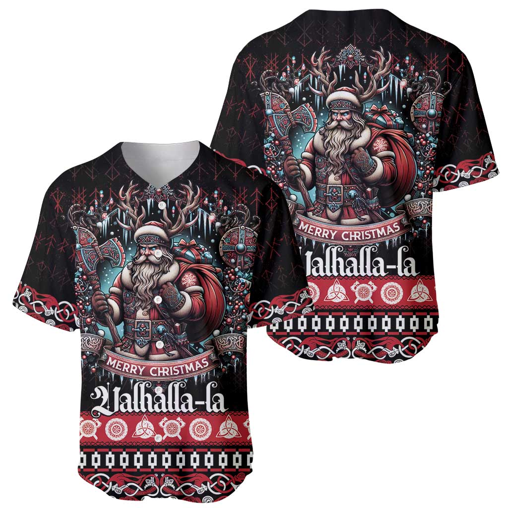 Viking Santa Christmas Baseball Jersey Valhalla-la Nordic Xmas Spirit - Wonder Print Shop