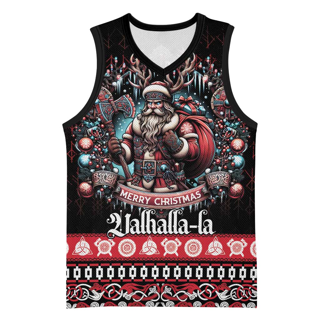 Viking Santa Christmas Basketball Jersey Valhalla-la Nordic Xmas Spirit - Wonder Print Shop