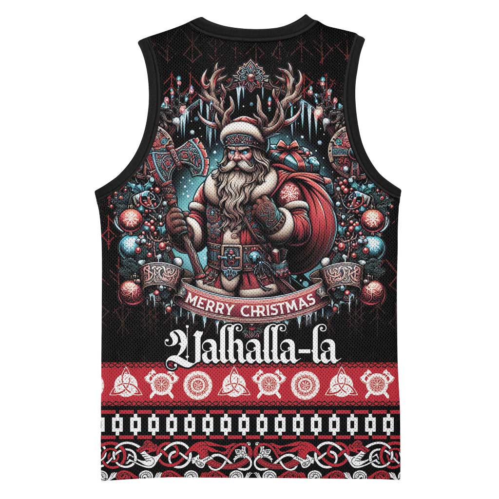 Viking Santa Christmas Basketball Jersey Valhalla-la Nordic Xmas Spirit - Wonder Print Shop