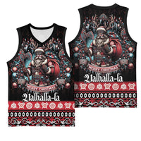 Viking Santa Christmas Basketball Jersey Valhalla-la Nordic Xmas Spirit - Wonder Print Shop