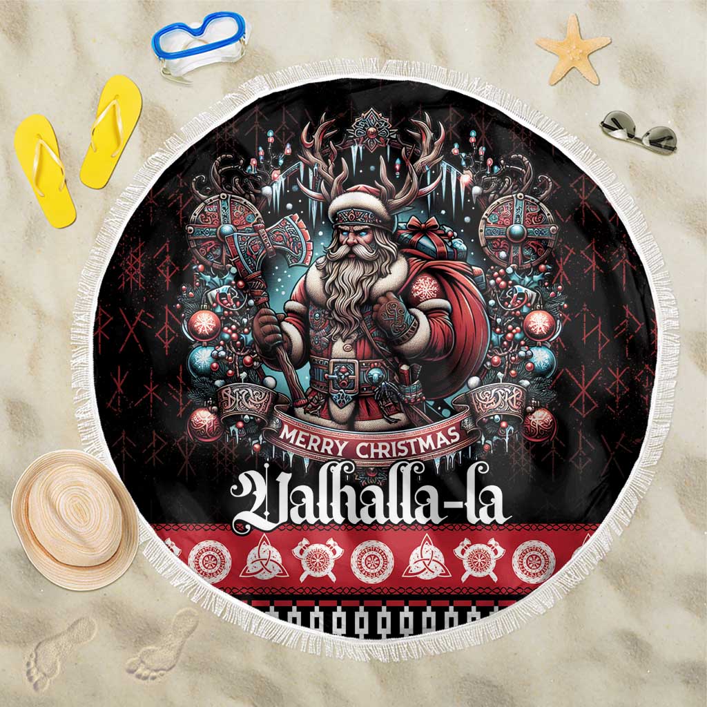 Viking Santa Christmas Beach Blanket Valhalla-la Nordic Xmas Spirit - Wonder Print Shop