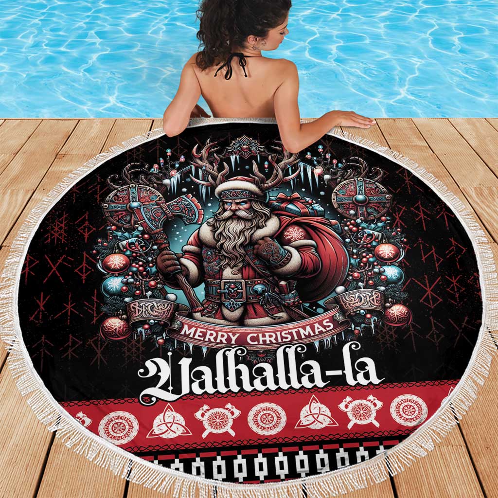 Viking Santa Christmas Beach Blanket Valhalla-la Nordic Xmas Spirit - Wonder Print Shop