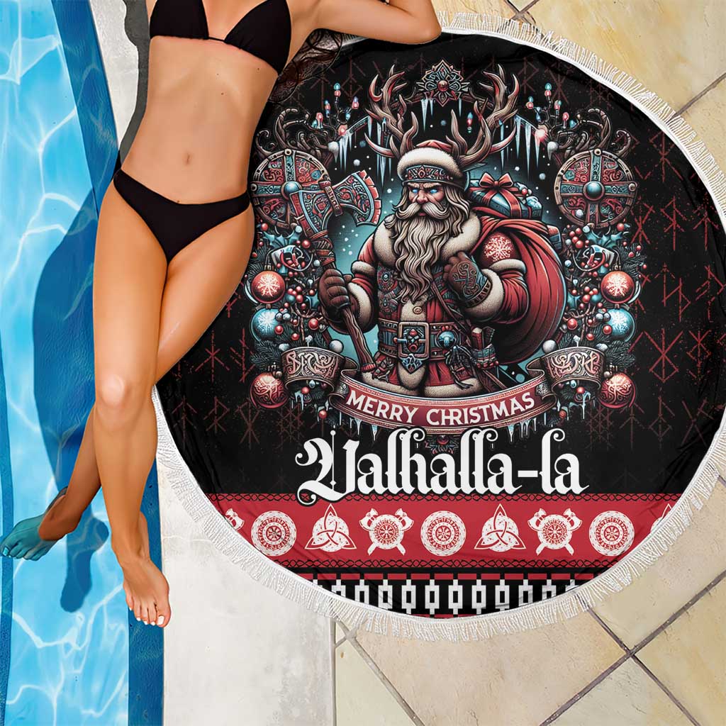 Viking Santa Christmas Beach Blanket Valhalla-la Nordic Xmas Spirit - Wonder Print Shop
