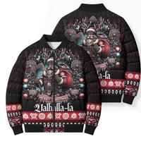 Viking Santa Christmas Bomber Puffer Jacket Valhalla-la Nordic Xmas Spirit - Wonder Print Shop