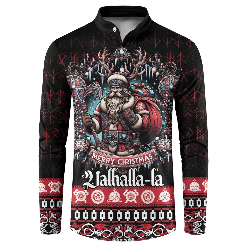 Viking Santa Christmas Button Sweatshirt Valhalla-la Nordic Xmas Spirit - Wonder Print Shop