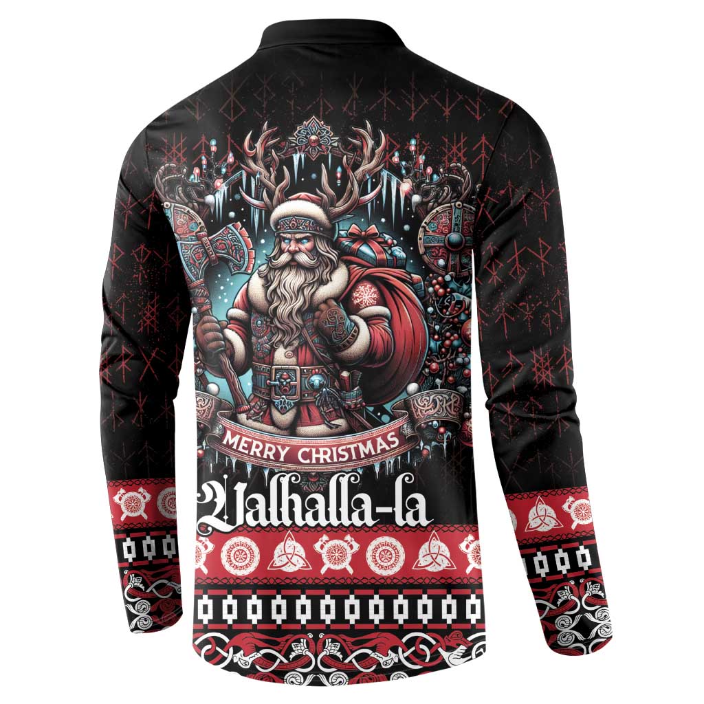 Viking Santa Christmas Button Sweatshirt Valhalla-la Nordic Xmas Spirit - Wonder Print Shop