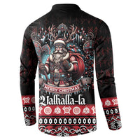 Viking Santa Christmas Button Sweatshirt Valhalla-la Nordic Xmas Spirit - Wonder Print Shop