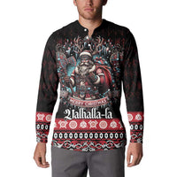 Viking Santa Christmas Button Sweatshirt Valhalla-la Nordic Xmas Spirit - Wonder Print Shop