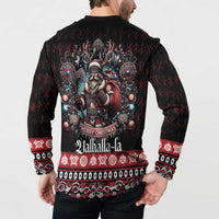 Viking Santa Christmas Button Sweatshirt Valhalla-la Nordic Xmas Spirit - Wonder Print Shop