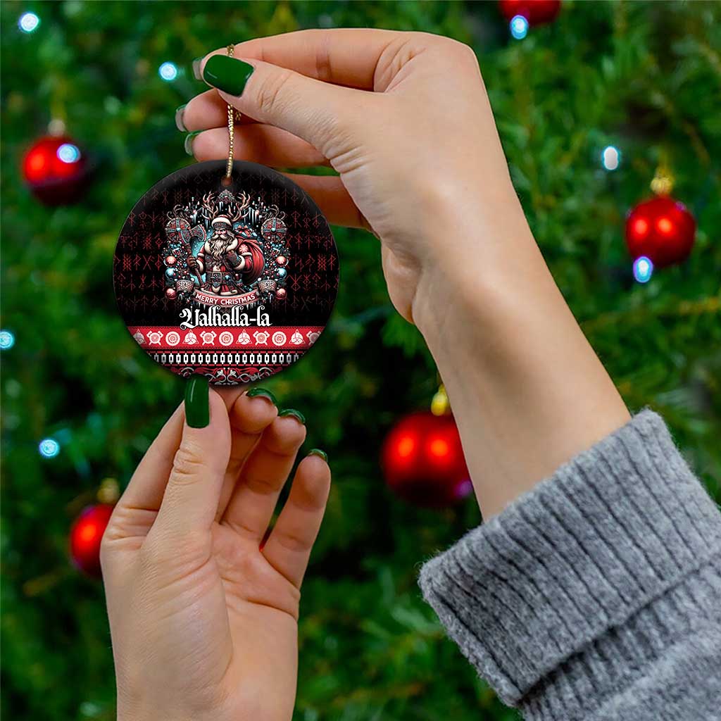 Viking Santa Christmas Ceramic Ornament Valhalla-la Nordic Xmas Spirit - Wonder Print Shop