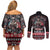 Viking Santa Christmas Couples Matching Off Shoulder Short Dress and Long Sleeve Button Shirt Valhalla-la Nordic Xmas Spirit - Wonder Print Shop