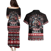 Viking Santa Christmas Couples Matching Puletasi and Hawaiian Shirt Valhalla-la Nordic Xmas Spirit - Wonder Print Shop