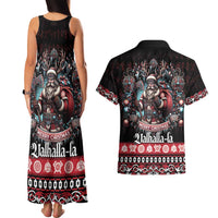 Viking Santa Christmas Couples Matching Tank Maxi Dress and Hawaiian Shirt Valhalla-la Nordic Xmas Spirit - Wonder Print Shop