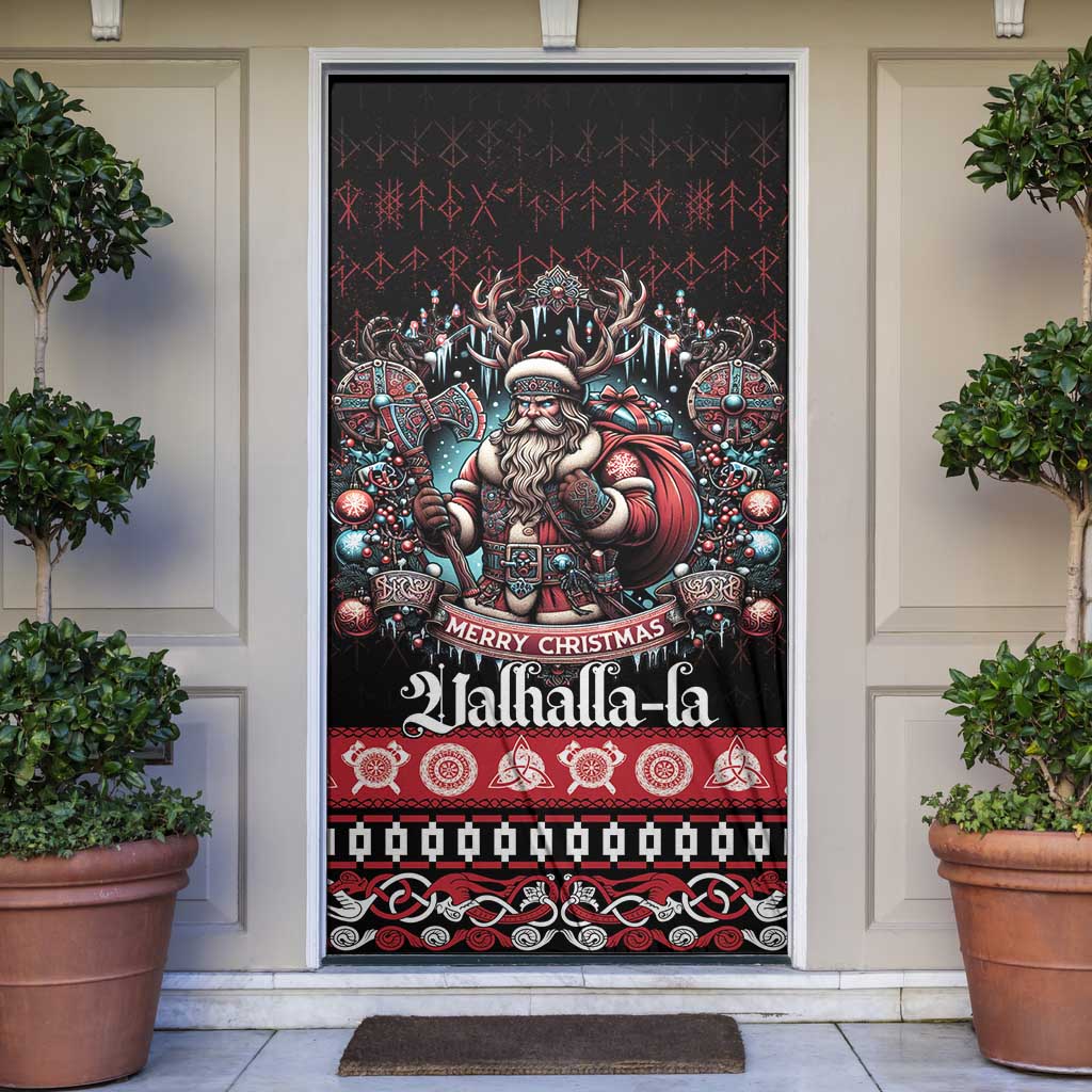 Viking Santa Christmas Door Cover Valhalla-la Nordic Xmas Spirit - Wonder Print Shop