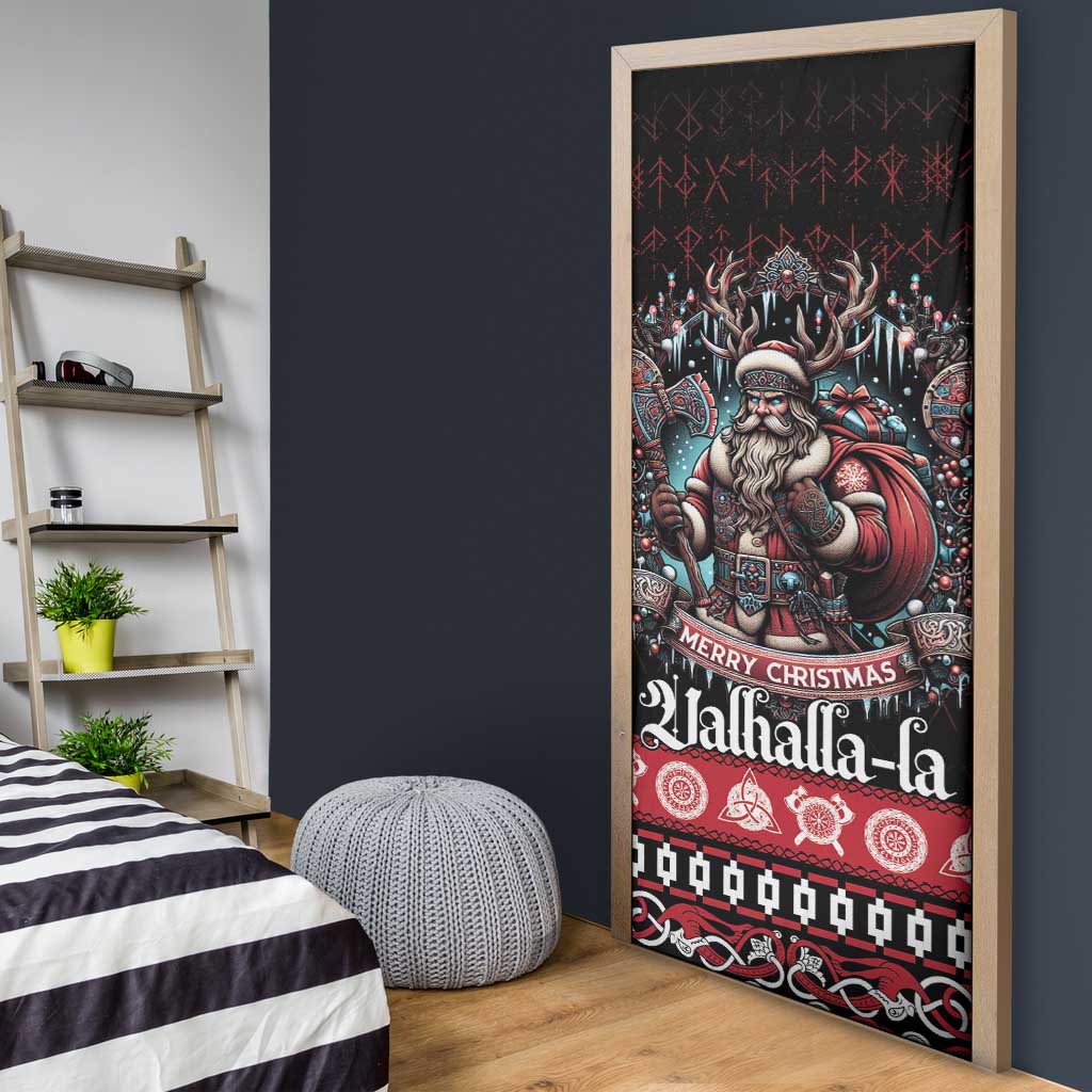 Viking Santa Christmas Door Cover Valhalla-la Nordic Xmas Spirit - Wonder Print Shop