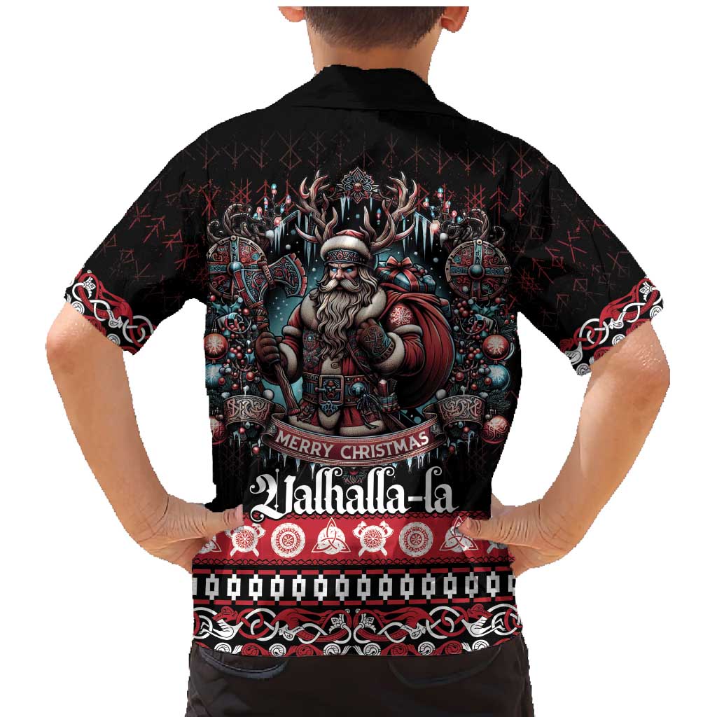 Viking Santa Christmas Family Matching Mermaid Dress and Hawaiian Shirt Valhalla-la Nordic Xmas Spirit - Wonder Print Shop