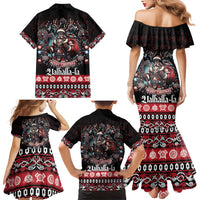 Viking Santa Christmas Family Matching Mermaid Dress and Hawaiian Shirt Valhalla-la Nordic Xmas Spirit - Wonder Print Shop