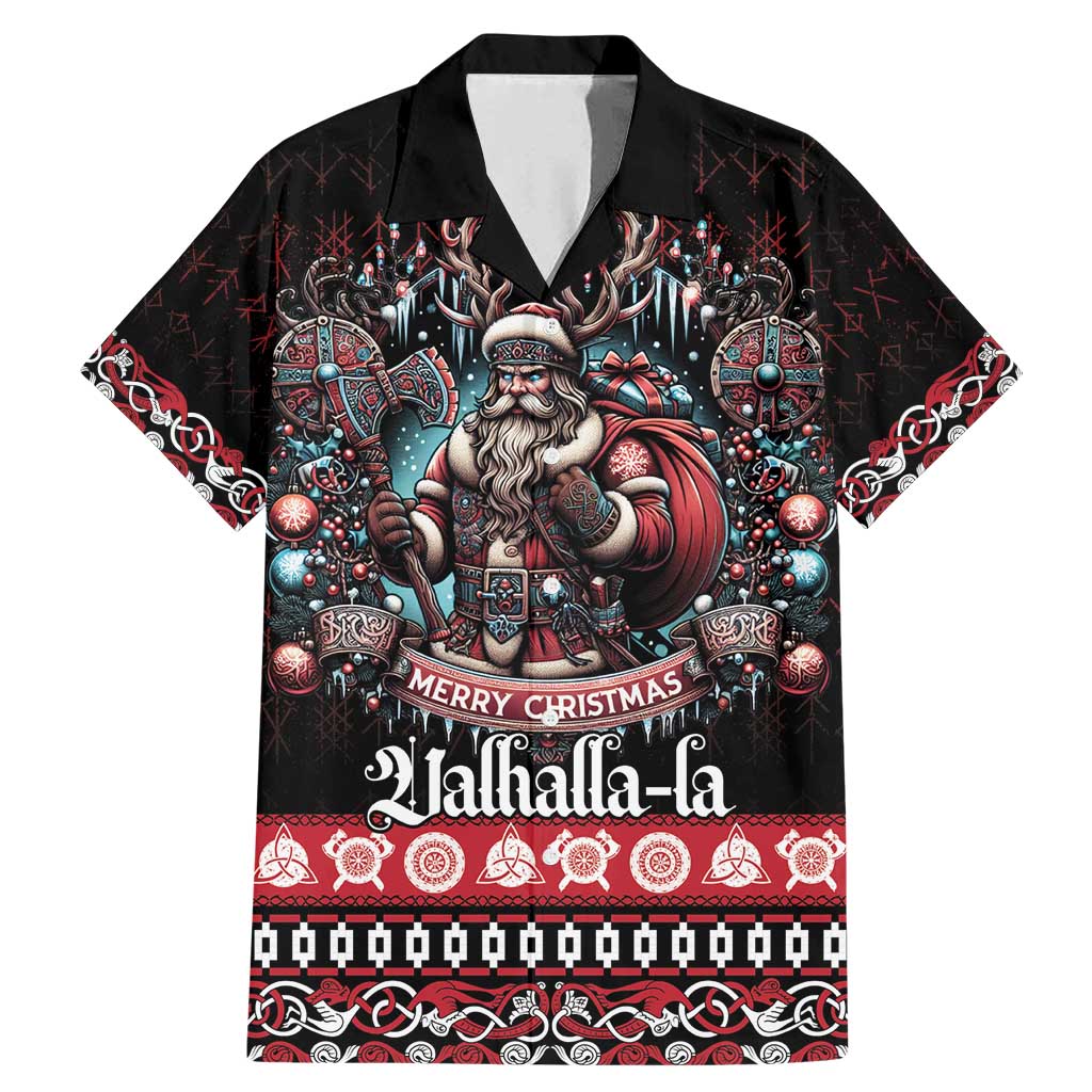 Viking Santa Christmas Family Matching Mermaid Dress and Hawaiian Shirt Valhalla-la Nordic Xmas Spirit - Wonder Print Shop