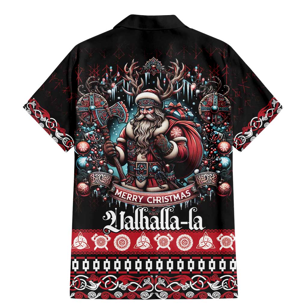 Viking Santa Christmas Family Matching Mermaid Dress and Hawaiian Shirt Valhalla-la Nordic Xmas Spirit - Wonder Print Shop