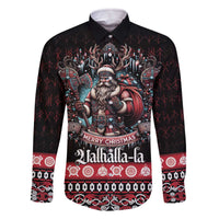 Viking Santa Christmas Family Matching Off The Shoulder Long Sleeve Dress and Hawaiian Shirt Valhalla-la Nordic Xmas Spirit - Wonder Print Shop