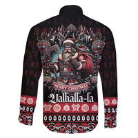 Viking Santa Christmas Family Matching Off The Shoulder Long Sleeve Dress and Hawaiian Shirt Valhalla-la Nordic Xmas Spirit - Wonder Print Shop