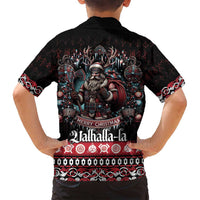 Viking Santa Christmas Family Matching Off Shoulder Maxi Dress and Hawaiian Shirt Valhalla-la Nordic Xmas Spirit - Wonder Print Shop