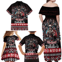 Viking Santa Christmas Family Matching Off Shoulder Maxi Dress and Hawaiian Shirt Valhalla-la Nordic Xmas Spirit - Wonder Print Shop