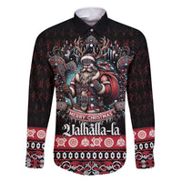 Viking Santa Christmas Family Matching Off Shoulder Maxi Dress and Hawaiian Shirt Valhalla-la Nordic Xmas Spirit - Wonder Print Shop