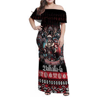 Viking Santa Christmas Family Matching Off Shoulder Maxi Dress and Hawaiian Shirt Valhalla-la Nordic Xmas Spirit - Wonder Print Shop