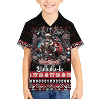Viking Santa Christmas Family Matching Off Shoulder Maxi Dress and Hawaiian Shirt Valhalla-la Nordic Xmas Spirit - Wonder Print Shop