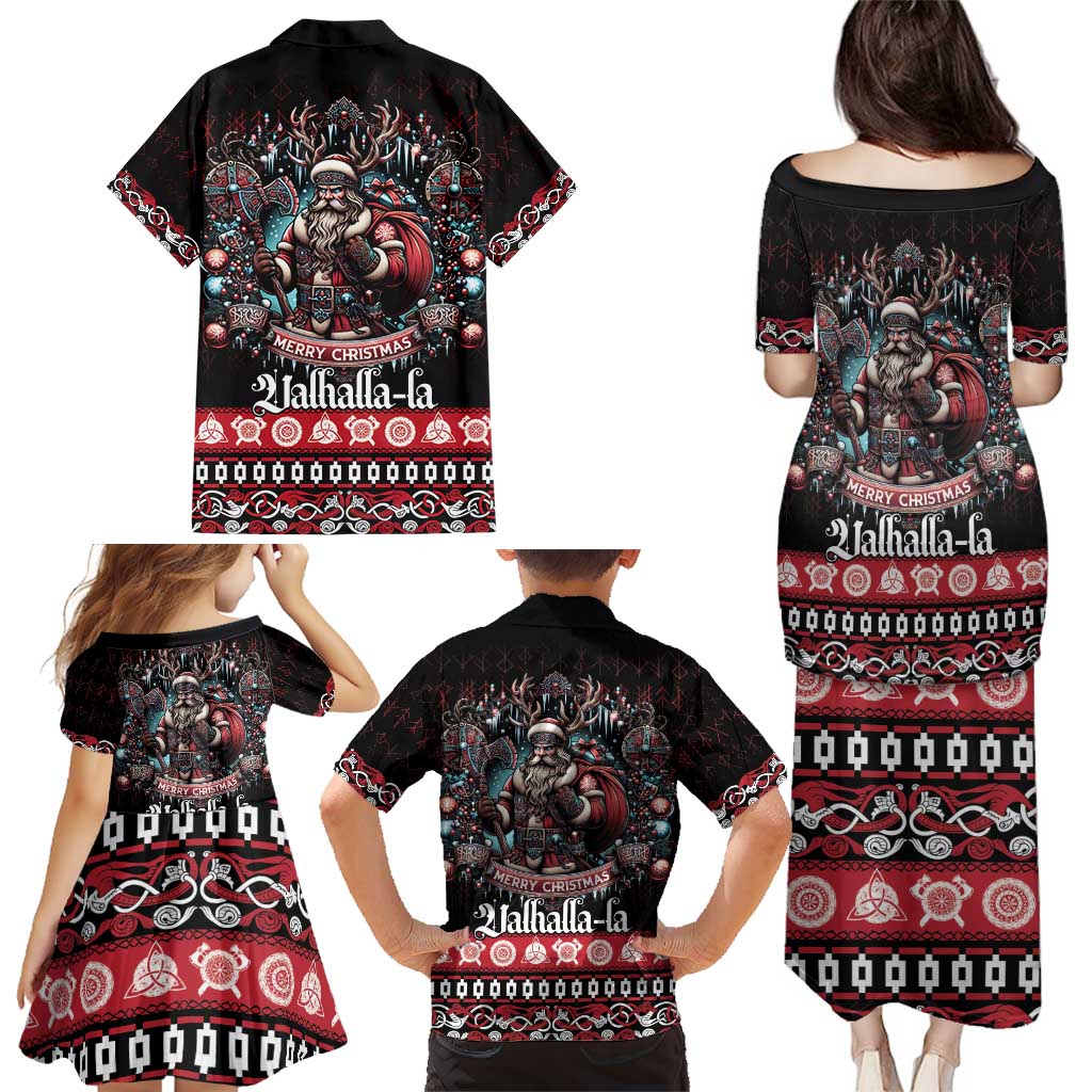 Viking Santa Christmas Family Matching Puletasi and Hawaiian Shirt Valhalla-la Nordic Xmas Spirit - Wonder Print Shop