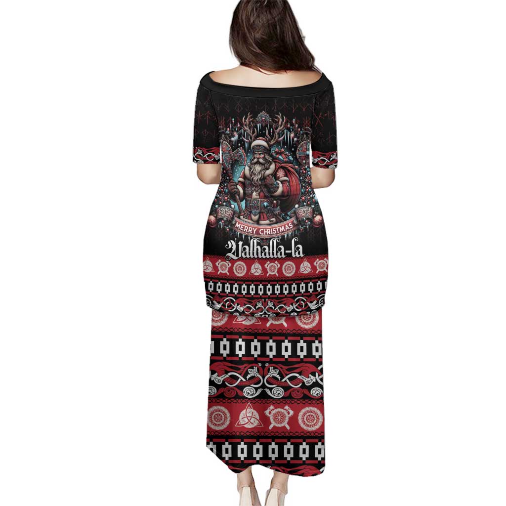 Viking Santa Christmas Family Matching Puletasi and Hawaiian Shirt Valhalla-la Nordic Xmas Spirit - Wonder Print Shop