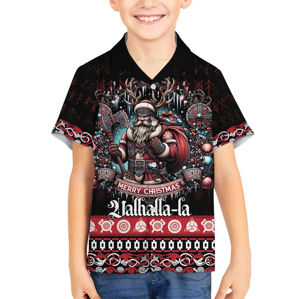 Viking Santa Christmas Family Matching Puletasi and Hawaiian Shirt Valhalla-la Nordic Xmas Spirit - Wonder Print Shop