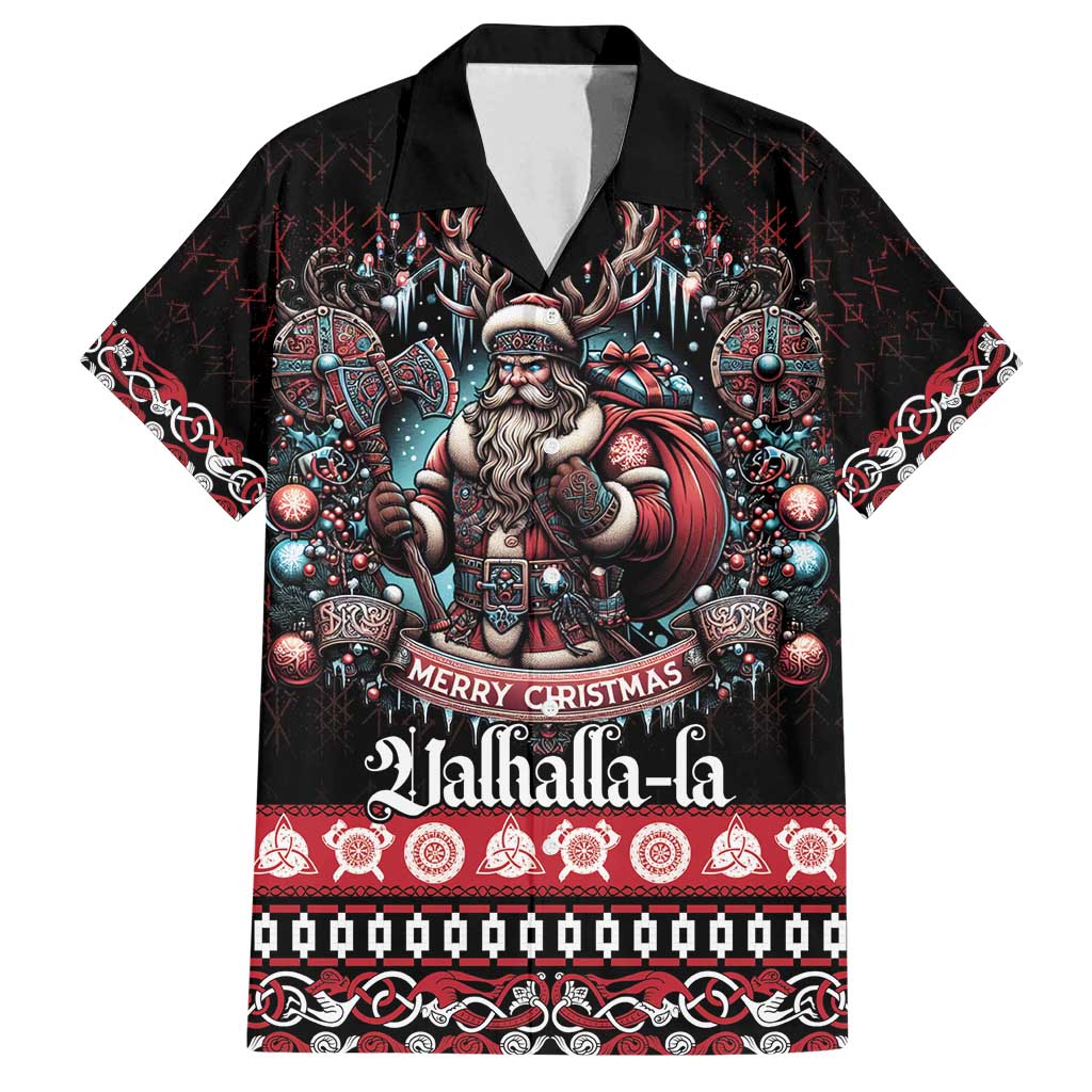 Viking Santa Christmas Family Matching Summer Maxi Dress and Hawaiian Shirt Valhalla-la Nordic Xmas Spirit - Wonder Print Shop