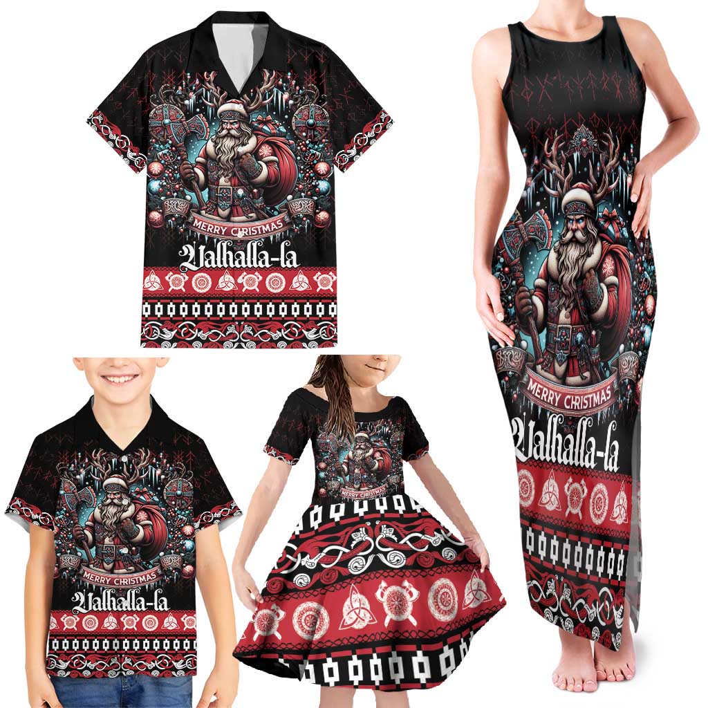 Viking Santa Christmas Family Matching Tank Maxi Dress and Hawaiian Shirt Valhalla-la Nordic Xmas Spirit - Wonder Print Shop