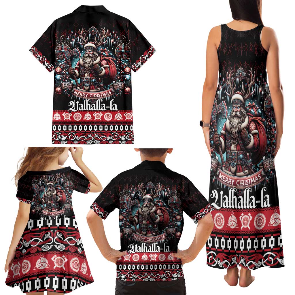 Viking Santa Christmas Family Matching Tank Maxi Dress and Hawaiian Shirt Valhalla-la Nordic Xmas Spirit - Wonder Print Shop