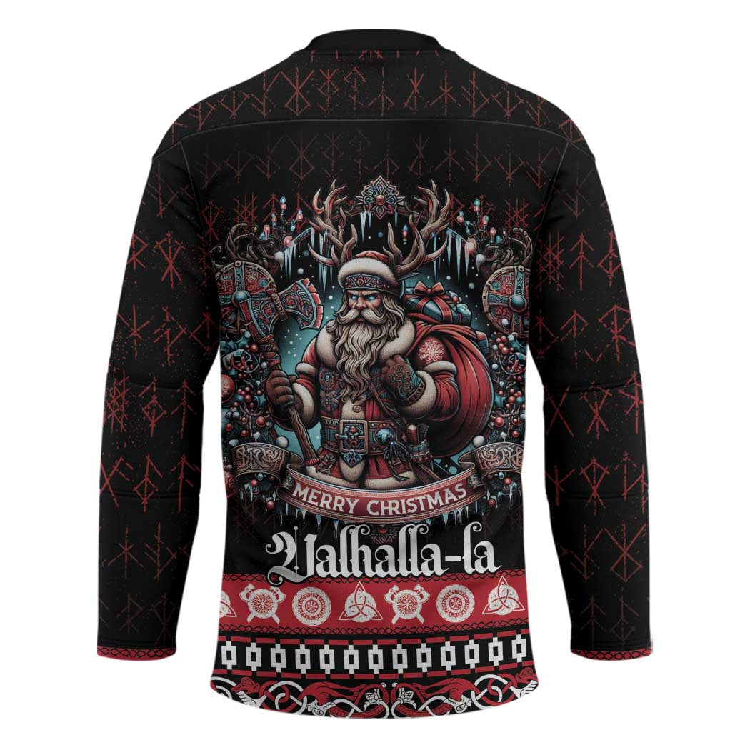 Viking Santa Christmas Hockey Jersey Valhalla-la Nordic Xmas Spirit - Wonder Print Shop