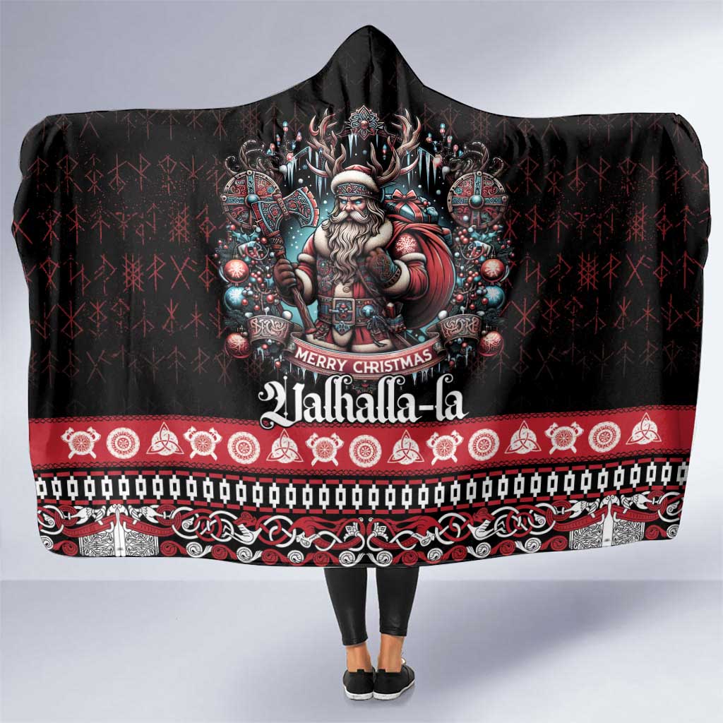 Viking Santa Christmas Hooded Blanket Valhalla-la Nordic Xmas Spirit - Wonder Print Shop