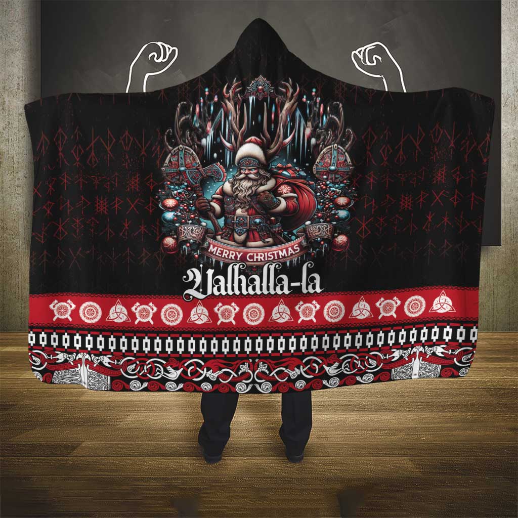 Viking Santa Christmas Hooded Blanket Valhalla-la Nordic Xmas Spirit - Wonder Print Shop