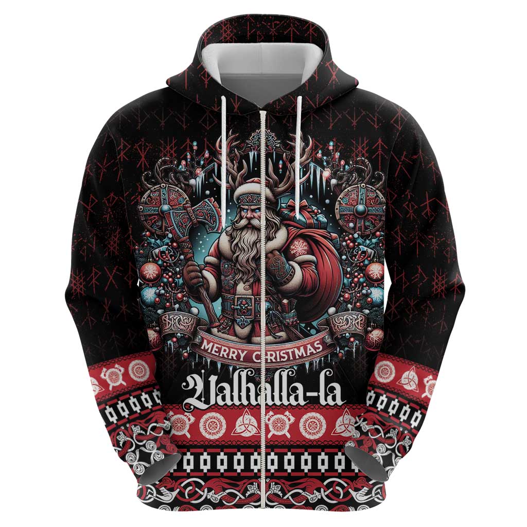 Viking Santa Christmas Hoodie Valhalla-la Nordic Xmas Spirit - Wonder Print Shop