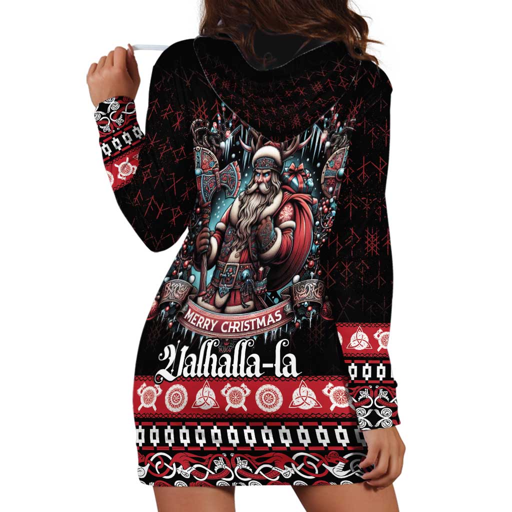 Viking Santa Christmas Hoodie Dress Valhalla-la Nordic Xmas Spirit - Wonder Print Shop