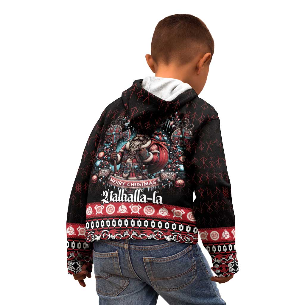 Viking Santa Christmas Kid Hoodie Valhalla-la Nordic Xmas Spirit - Wonder Print Shop