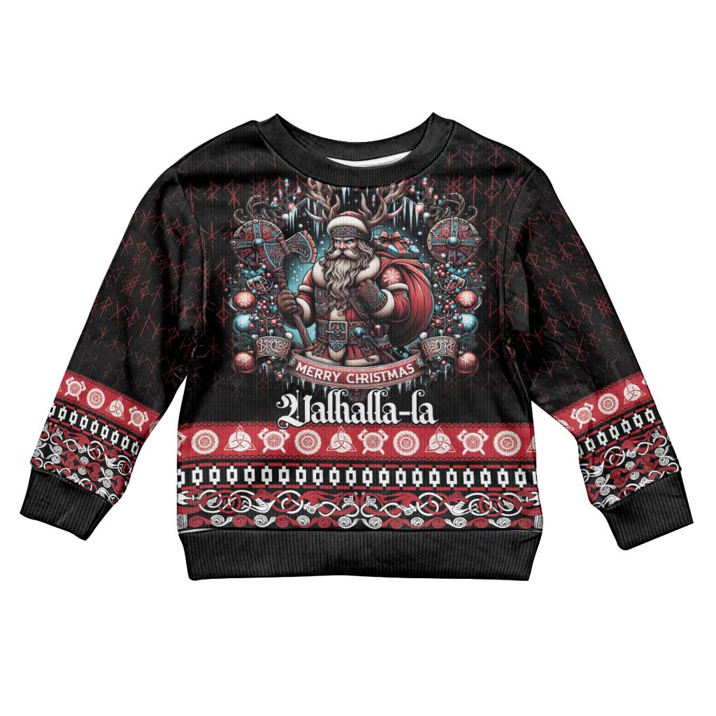 Viking Santa Christmas Kid Ugly Christmas Sweater Valhalla-la Nordic Xmas Spirit - Wonder Print Shop