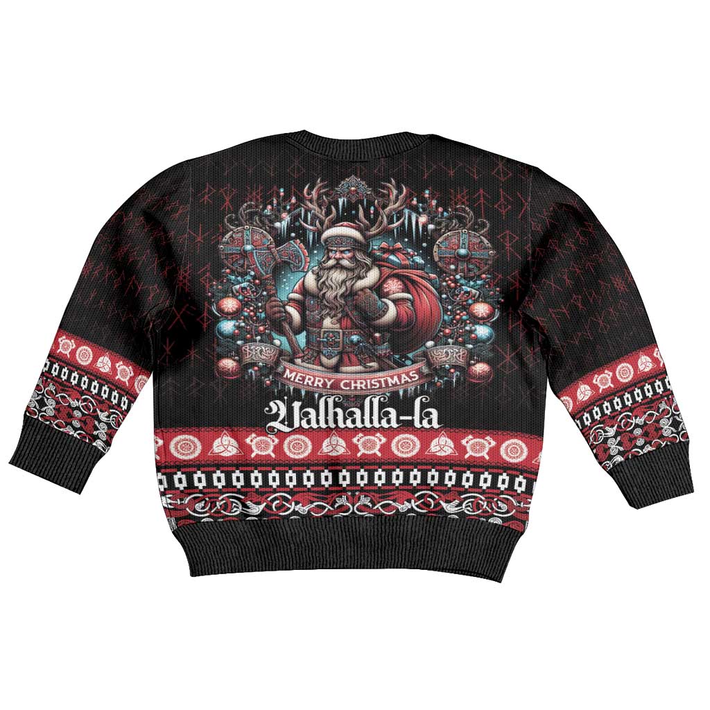 Viking Santa Christmas Kid Ugly Christmas Sweater Valhalla-la Nordic Xmas Spirit - Wonder Print Shop