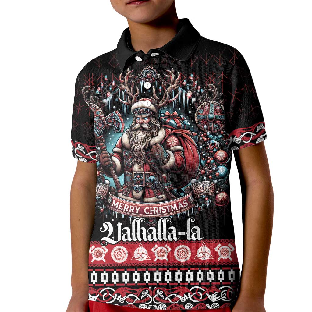 Viking Santa Christmas Kid Polo Shirt Valhalla-la Nordic Xmas Spirit - Wonder Print Shop