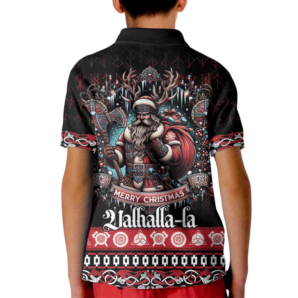 Viking Santa Christmas Kid Polo Shirt Valhalla-la Nordic Xmas Spirit - Wonder Print Shop